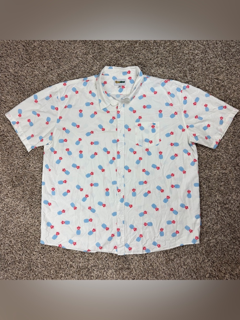 Tipsy Elves Mens Pineapple Patriotism Button Down Shirt Patriotic White 4XL USA